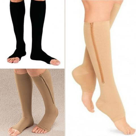 Open Toe Zipper Compression Stockings For Men and Women - Veteran Merchandise
