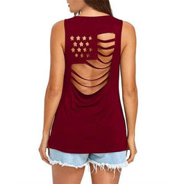 Unique American Flag Cut Backless Tank Top